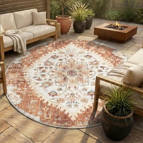 Rond vintage buitenkleed - Santo Mandala Terra