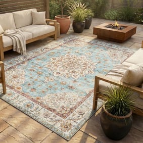 Vintage buitenkleed - Santo Medaillon Lichtblauw