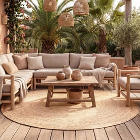 Rond binnen- & buitenkleed - Bali Bruin