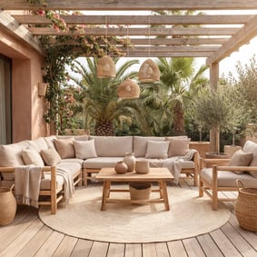 Rond binnen- & buitenkleed - Bali Beige