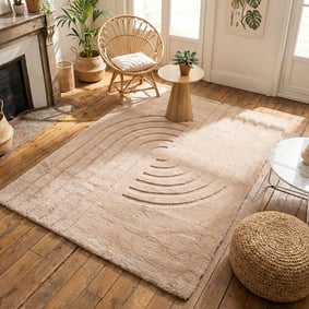 Zacht hoogpolig vloerkleed - Carvy Curves Taupe