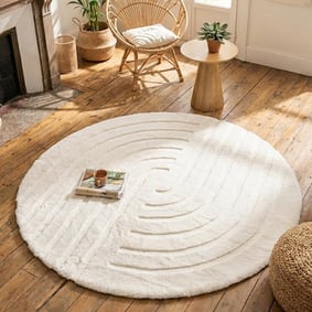 Rond hoogpolig vloerkleed - Carvy Arches Crème