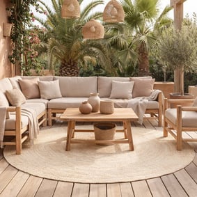 Rond binnen- & buitenkleed - Bali Beige