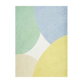 Geometrisch vloerkleed - Swing Circles Blauw/Groen - sfeer