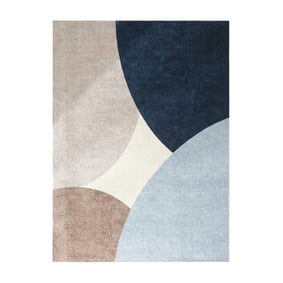 Geometrisch vloerkleed - Swing Circles Blauw/Bruin - product