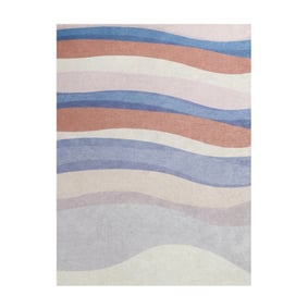 Geometrisch vloerkleed - Swing Waves Blauw/Roze - sfeer