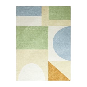 Geometrisch vloerkleed - Swing Shapes Blauw/Groen - sfeer