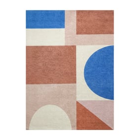 Geometrisch vloerkleed - Swing Shapes Blauw/Roze - sfeer