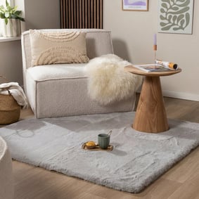 Vierkant hoogpolig vloerkleed - Comfy Supreme Grijs