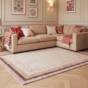 Katoenen vloerkleed - Nola Border Beige