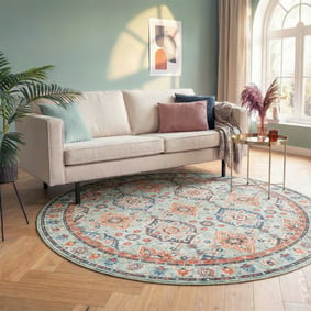 Rond vintage vloerkleed - Imagine Oriental Groen