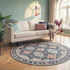 Rond vintage vloerkleed - Imagine Oriental Blauw