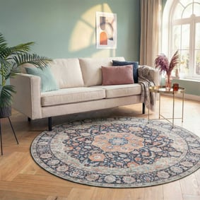 Rond vintage vloerkleed - Imagine Medaillon Blauw