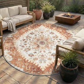 Rond vintage buitenkleed - Santo Mandala Terra