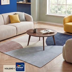 Geometrisch vloerkleed - Swing Circles Blauw/Bruin