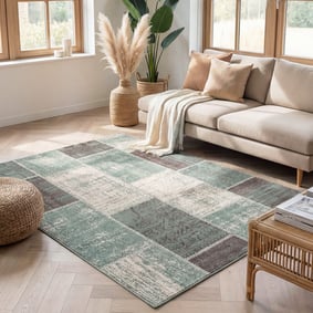 Patchwork vloerkleed - Spring Groen/Grijs