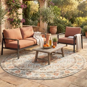 Rond binnen- en buitenkleed - Kairo Medaillon Creme/Meerkleurig