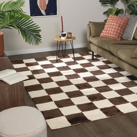 Checkerboard vloerkleed - Blox Bruin