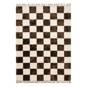 Checkerboard vloerkleed - Blox Fringe Bruin - product