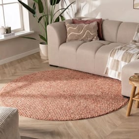 Rond wollen vloerkleed - Feline Terracotta