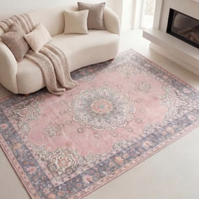 Vintage vloerkleed - Lily Medaillon Roze