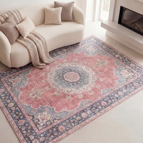 Vintage vloerkleed - Lily Medaillon Rood/Roze