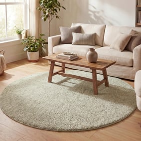 Rond hoogpolig vloerkleed - Lofty Mint