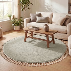 Rond hoogpolig vloerkleed - Lofty Fringe Mint