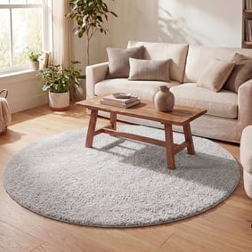 Rond hoogpolig vloerkleed - Lofty Licht Grijs