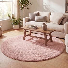 Rond hoogpolig vloerkleed - Lofty Roze
