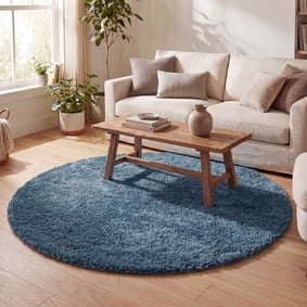 Rond hoogpolig vloerkleed - Lofty Blauw