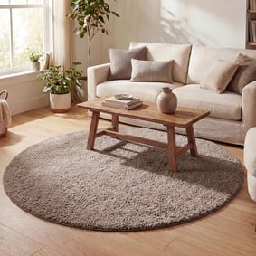Rond hoogpolig vloerkleed - Lofty Taupe