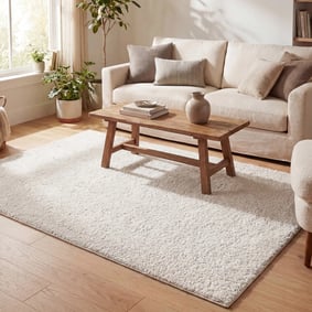 Hoogpolig vloerkleed - Lofty Creme/Wit