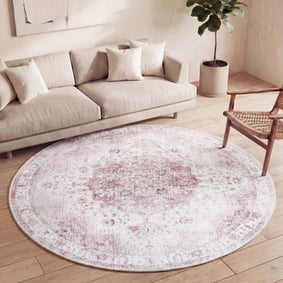 Rond Vintage vloerkleed - Lago Roze