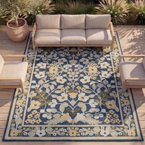 Binnen- & buitenvloerkleed - Bloom Oriental Blauw