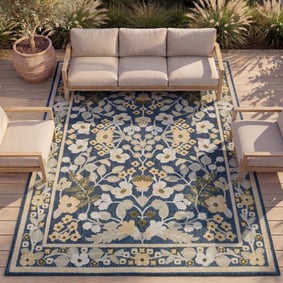 Binnen- & buitenvloerkleed - Bloom Oriental Blauw