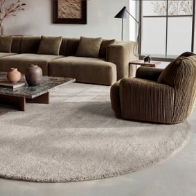 Rond wollen vloerkleed - Leone Creme