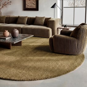 Rond wollen vloerkleed - Leone Olijfgroen