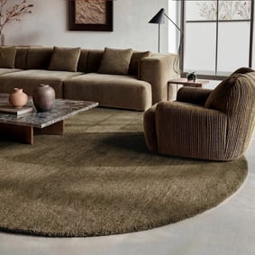 Rond wollen vloerkleed - Leone Groen