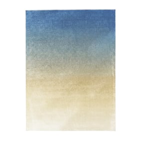 Abstract vloerkleed - Mellow Blauw/Geel - sfeer