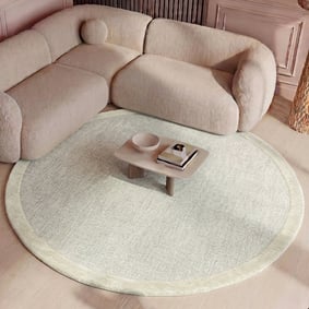 Rond vloerkleed laagpolig - Elena Border Taupe