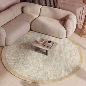 Rond vloerkleed laagpolig - Elena Border Bruin