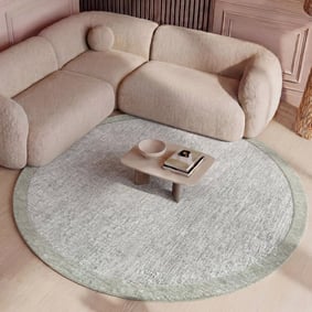 Rond vloerkleed laagpolig - Elena Border Groen