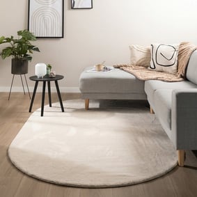 Ovaal laagpolig vloerkleed - Cozy Creme