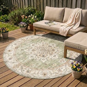 Rond vintage buitenkleed - Santo Medaillon Groen