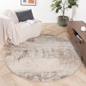 Rond abstract vloerkleed - Xavier Scratch Taupe/Grijs