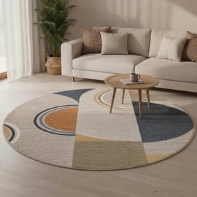 Rond wasbaar vloerkleed - Misha Blocks Multicolor
