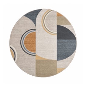 Rond wasbaar vloerkleed - Misha Blocks Multicolor - product