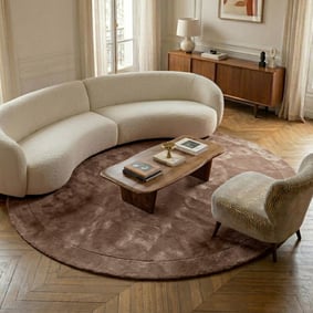 Rond vloerkleed - Isara Border Bruin