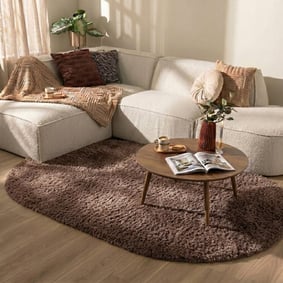 Ovaal Shaggy vloerkleed - Blaze Taupe